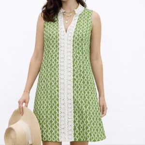 Vintage Rock Flower Paper Boho Coastal Cotton Lace Tunic Dress L Vacation Resort